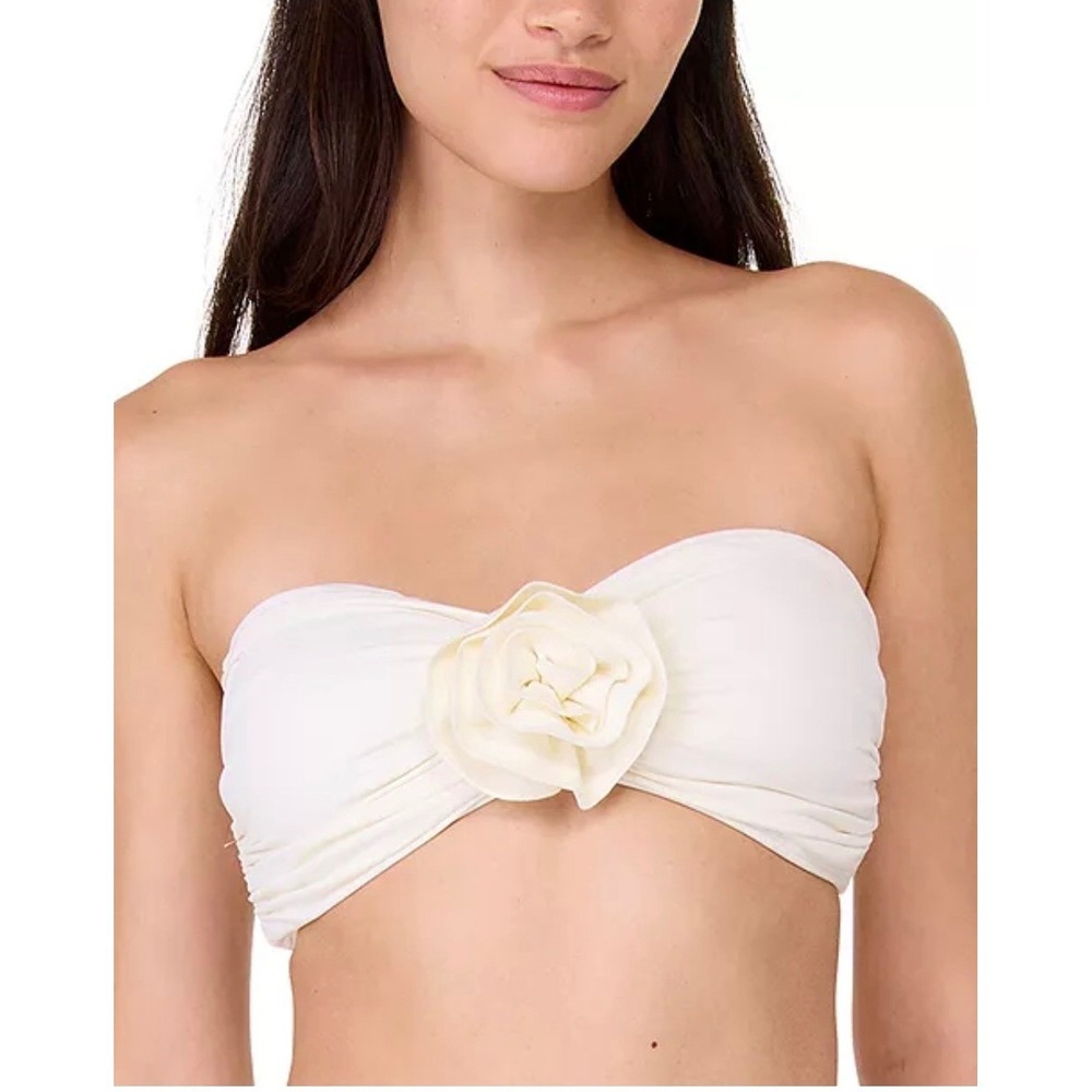 Kate Spade New York Cream Rosette Bandeau Bikini Top S7C456 Size Medium NWT $130